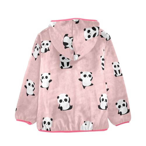 OTVEE Seamless Cute Panda Pink Kids Hoodie Jacket Fall Spring Full Zip Warm Outwear Coat2