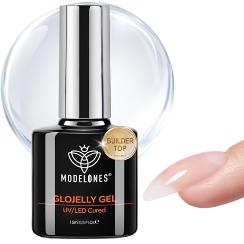 Image of modelones Builder Nail Gel Top Coat 15 ML No Wipe for Cat Eye and Chrome Powder Ultra Gloss Clear Gel Polish Apex Building Nails Strengthener Extension Long Last Soak Off U V Manicure Gift for Women