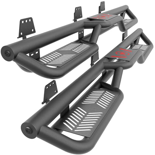 YZONA Running Boards Side Steps Compatible with 2019-2025 Dodge Ram 1500 Crew Cab New Body Design, Bolt-on Nerf Bar Step Bars, Heavy-Duty Steel Two Stairs Design (Black)