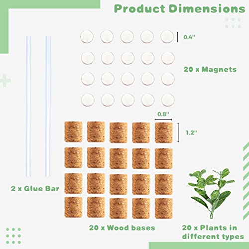 Justdolife Plant Refrigerator Magnets Diy 20 Pack 3D Artificial Potted Plant Lifelike Succulent Magnetic Cute Corks Figurine Set For Diy Kitchen Fridge Locker Home Office Decor #TOP5