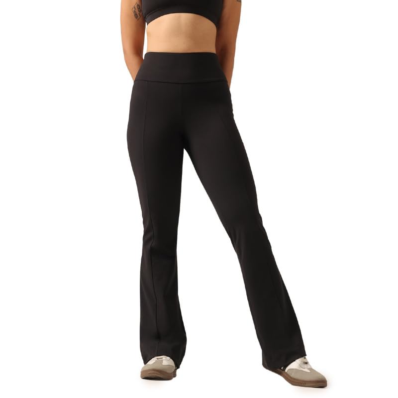 Image of BlissClub Women's Ultimate Kick Flare Pants - Lite, 4-Way Stretch, High Waist, Pintuck Detail, Flared Fit, Sweat-Wicking, All-Daywear