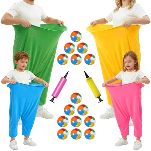 Granny Pants Yard Game Sets, 4 pcs Family Party Outdoor Granny Pants Games with 2 Pumps,Backyard Party Game with 15pcs Bouncy Balls, Outdoor Group Easter Games for Adults and Kids