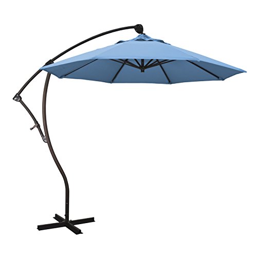 California Umbrella 9-Foot Offset Cantilever Patio Umbrella Infinite Tilt, 360 Rotation, Fade Resistant Solution Dyed Acrylic Fabric with Cross Section Base