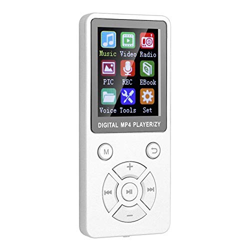 Lecteur MP3 / MP4 avec écran de 1,8 Pouces et Prise en Charge de 8 Go de mémoire Étendre la Carte SD à 32 Go, Lecteur de Musique Portable, Connexion Bluetooth, Radio, Enregistrement etc(Whtie)