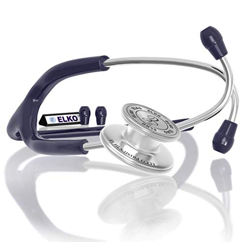 Image of ELKO EL-160 Primus III AL Aluminum Head Stethoscope For Doctors and Medical Students | Double Sided Chest Piece For Adult & Pediatric Patients | U-Shaped PVC Tubing | Soft Sealing Ear Knobs (Blue)
