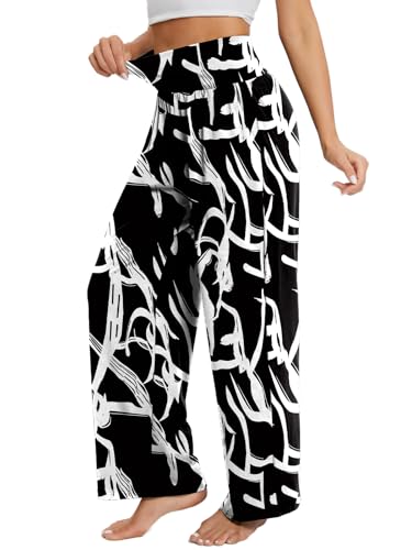 Image of Gracyoga Wide Leg Yoga Pants for Women Casual Loose Cozy Sweatpants High Waisted Lounge Pajama Flowy Pants With Pockets
