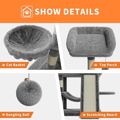 Árbol para Gatos Multi-niveles 68.5 in Gris Claro miniatura 5