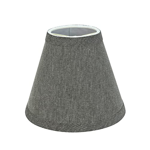 Image of Aspen Creative 32122-2A Small Hardback Empire Shape Chandelier Clip-On Lamp Shade Set (2 Pack), Transitional Design in Grey, 6 inch bottom width (3 inch x 6 inch x 5 inch)