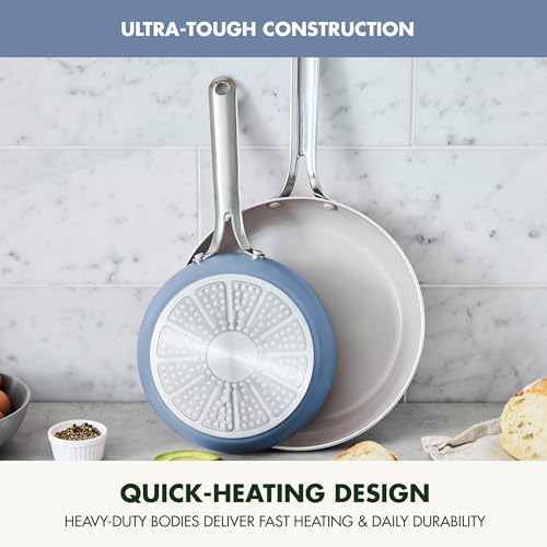 GreenPan Nova 8” & 10” 2 Piece Frying Pan Skillet Set, Oprah’s Favorite Things 2024, Induction Suitable PFAS-Free Nontoxic Ceramic Nonstick, Dishwasher & Oven Safe, Quick Even Heating, Ocean Blue by GreenPan - Image 4