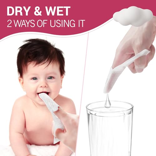 SOFYFINE 60 Counts Baby Tongue Cleaner and Oral Teeth Finger Toothbrush, Mouth and Gum Dry Wipes,for Newborn,0-24 Months Infants,Toddlers - Thumbnail 2