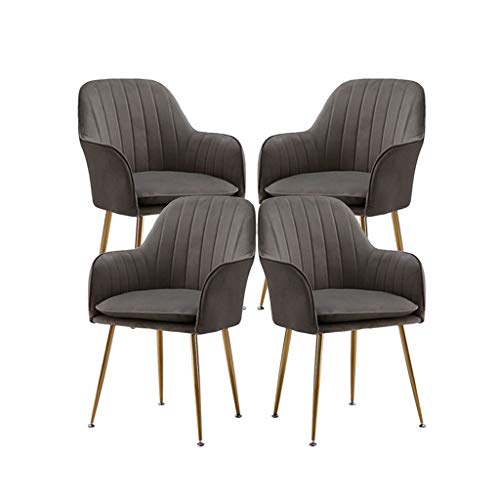 SJIALEN Soft Velvet Dining Chair,Sturdy Metal Legs for Office Lounge Dining Kitchen Bedroom Study Lounge Chairs Kitchen Chair (Color : Gray-C, Size : 4pcs)
