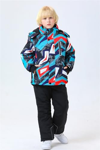 Image of WOWULOVELY Big Boy's 2-Piece Colorblock Snow Pants and Jacket Snowsuit Ski Suit