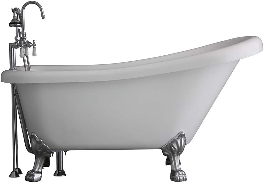 Baths of Distinction 73" Single Slipper CoreAcryl Acrylic Clawfoot Bath Tub & Faucet Pack