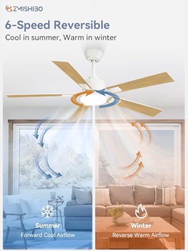 Image of ZMISHIBO 52 inch Coastal Ceiling Fan with Light, Remote Control, White