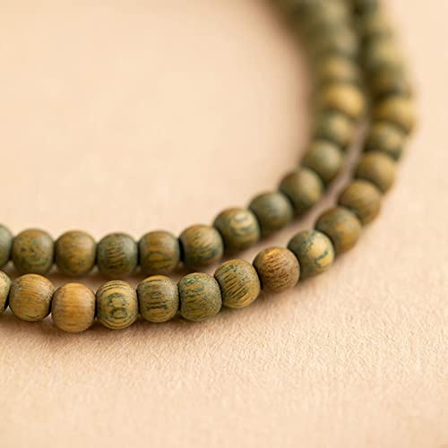 Pulsera Mala de Madera Verde Natural 6mm miniatura 2