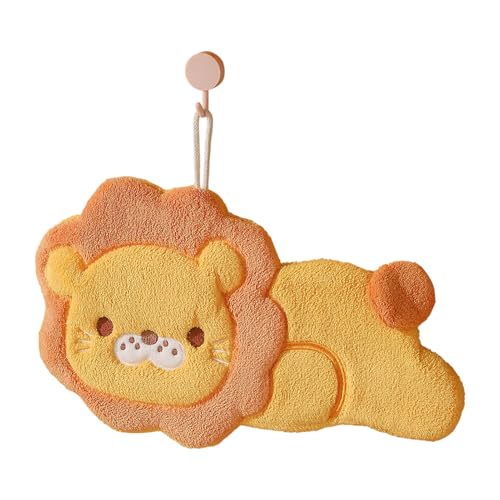 Serviettes Lion - Absorbant en velours corail, Design mignon animal, Lingette à suspendre à séchage rapide, chiffon de cuisine doux, meuble de salle de...