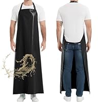 Wasserdichte ölbeständige PVC-Schürze Schwerlast Verstellbare Gummischürze Chemikalienbeständige Arbeitsschürze für Geschirrwaschen, Laborarbeit, Metzgerei, Hundepflege, Fischreinigung, Schwarz