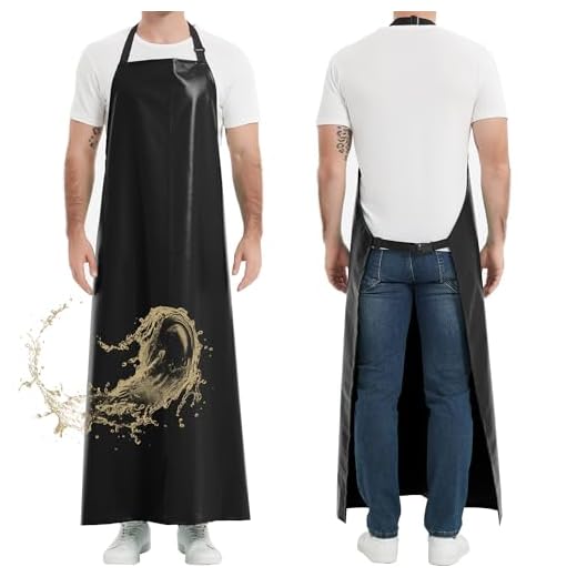Delantal de Goma Grueso, 130 x 90cm Ajustable, Resistente al Aceite y a Los Químicos, Delantales de Trabajo Extralargos Impermeables para Lavar Platos, Jardinería, Trabajo de Laboratorio, Negro