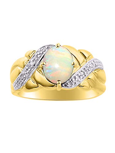 Bague opale et diamant véritable RYLOS : l'alliance d'une pierre précieuse et d'un design chic