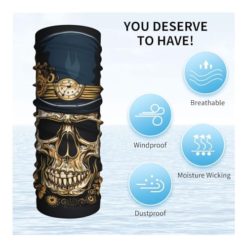 Balaclava vintage estilo steampunk con calavera y engranajes dorados, bufanda para el cuello, cobertura facial para mujer y hombre, ideal para motocicleta, ciclismo, esquí y fiestas miniatura 5