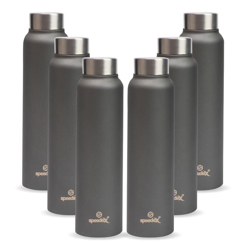 Speedex Stainless Steel Water Bottle 1 Litre, Leakproof Screw Cap 1 Ltr, Dark Grey, Bottles 1+ Litre for School, Gym, Office, Boys, Girls, Men, Women, Kids, Fridge 1Ltr - 1000 ml - Set of 6 (B0BD8WLMF8) Amazon Price History, Amazon Price Tracker