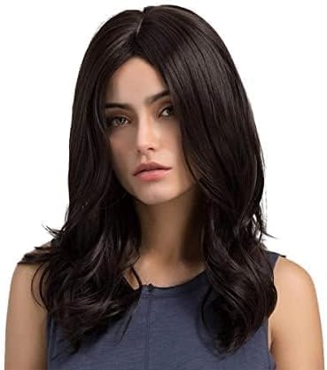 VIVIAN Natural Color Full Head Wig for Women Straight Bob Short Length Synthetic With Hair Middle Part (Natural Brown)