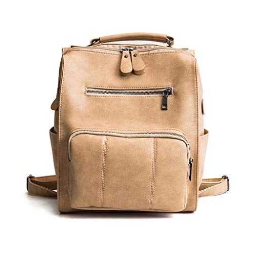 Vivianu Mochila, bolso de viaje de piel sintética, bolso de hombro, mochila para adolescentes caqui