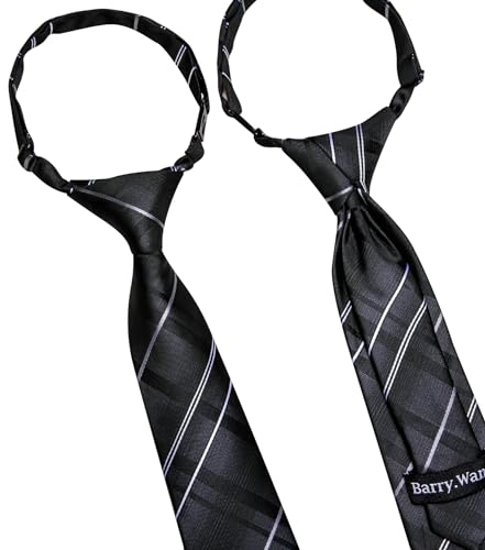 Image of Barry.Wang Boys Ties School Pre-Tied Kids Necktie Handkerchief Clip Set Uniforms Child Ties for 8-14 Years Wedding Party
