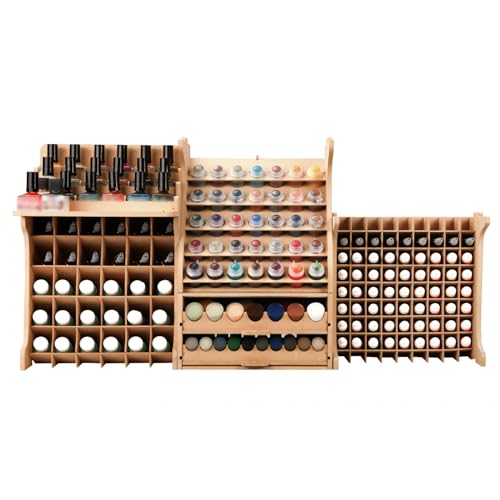 Image of Plastic Modeling Tool Storage, Large Capacity Combination Rack, MDF Material Paint Box Holds 211 DIY Tinting Ink Bottle Durable, Suitable for Tamiya /Mr.Hobby /Vallejo /Citadel GK PS