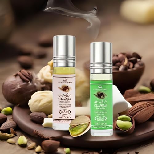 Image of Al-Rehab Choco Musk Marshmallow & Pistachio 6ml (0.2 oz) | Sweet Gourmand Fragrance | Chocolate, Vanilla, Fruity & Nutty Scents | Long-Lasting Roll-On Fragrance Oils (Bundle)