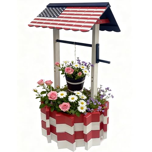 NestNature Wishing Wells for Outside|Wooden Wishing Well Planter for Yard
