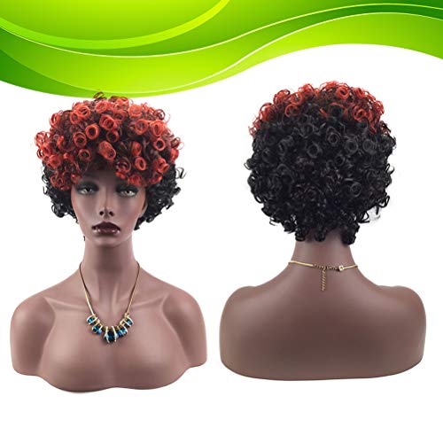 Lurrose Peruca feminina de cabelo curto gradiente fashion com aparência natural requintada rede elás