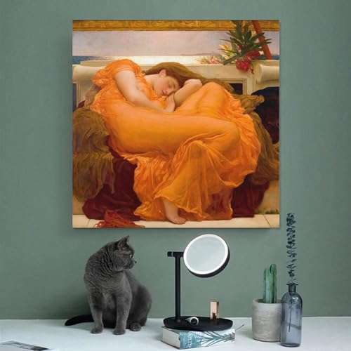 Décoration murale Flaming June de Frederick Leighton tableau carré impression sur toile cadre - 3