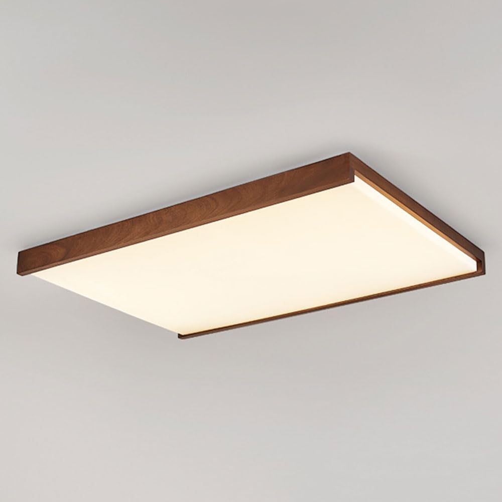 JXYDJH Adjustable Color Temperature Ceiling Light Fixtures with Walnut Wood Lampshade, Square Flush Mount Ceiling Lamp 19.7 Inch LED 36W Farmhouse Ceiling Light for Bedroom Hallway Bathroom Kitchen