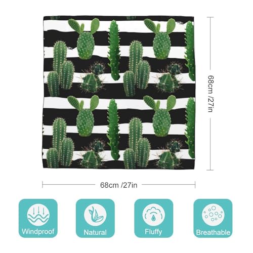 Cactus On Stripes 27" Square Scarves Silk Like Headscarf Women's Fashion Scarf for Hair Wrapping and Sleeping2