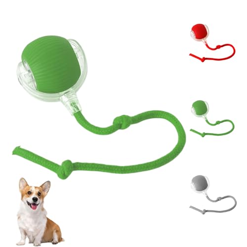 كرة كهربائية للكلاب - كرة دوارة تفاعلية للكلاب، لعبة حيوانات أليفة ذاتية الحركة 360 درجة لجميع انواع الاسطح (اخضر)