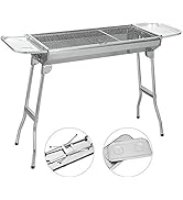 SunJas Barbecue à Charbon de Bois Inox Taille Grande BBQ Pliable Barbecue Grill à Charbon Four de...