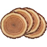 Pllieay 4 Pack 12 Inch 2.5mm Thin UV Printed Round Plywood Slices, Vintage Wood Slices Place Mats...