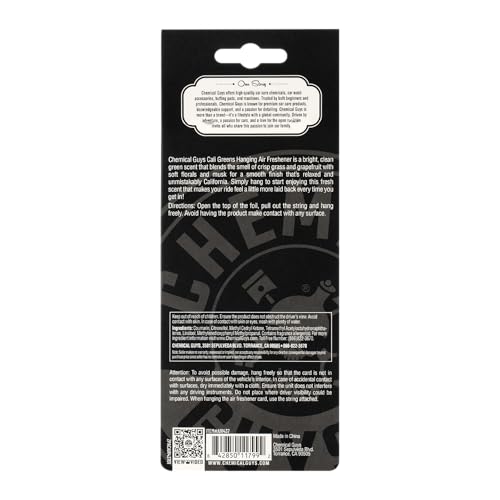 Image of Chemical Guys Hanging Car Air Freshener 12-Pack, Cali Greens Premium Fresh Floral & Refreshing Green Fragrance, Rearview Mirror Paper Fresheners for Cars, Trucks, SUVs, RVs & Boats