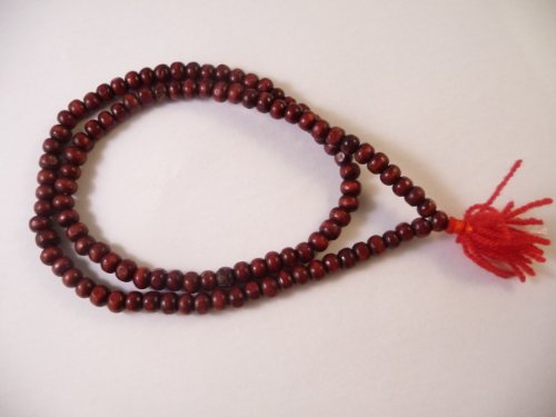 Fair Trade Redwood Rosewood Mala 108 Wooden Prayer Beads Handmade Buddhist Mallah Mantra, Orange,Red, 84 cm