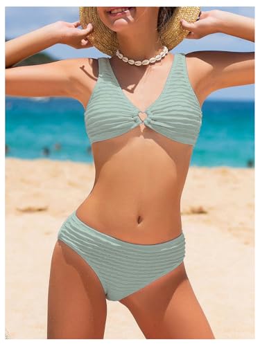 Image of SOLY HUX Girl's V Neck Ring Linked Bikini Sets Bathing Suits Two Piece Swimsuit
