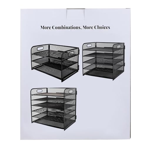 Paper Letter Tray with Handle, 5 Tier Metal Mesh Desk File Organizer, A4 Paper Desktop Filing Trays - Image 4