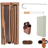 One Hitter Hitter Storage Box with Metal Pipe, Wooden Swivel Cap Wood Dugout Pipe, One Hitter Dugout Dugout, with Pipe Desktop Bead Organizer Vintage Decorative Boxes Reusable(Spliced Wood Color)