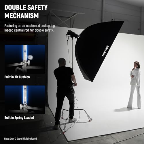 Neewer Heavy Duty Light Stand, Metal 11.15ft/3.4m Adjustable Photography Tripod C Stand with Boom Arm Built in Spring Cushion 1/4" Screw for Studio LED Light, DSLR Camera, Max Load: 22lb/10kg, Black - Image 5