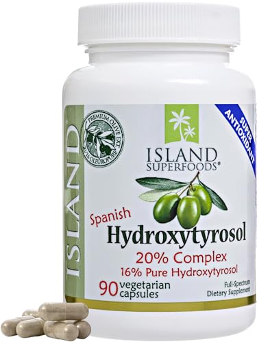 Island Nutrition 20% Hydroxytyrosol Complex Olive Fruit Extract - Super Strength 100% Grown & Extracted in Spain. 90 Capsules 100 mg from The Maker of Real European Olive Leaf Extract