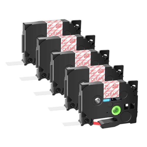 5�̃p�b�N�݊����x���e�[�v�́A����12mm TZE-231 TZE-621 TZE-211�̃v�����^�[�u���b�N(Red on clear)