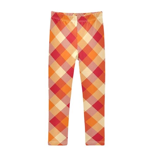 Autumn Checkered Red Yellow Plaid Girl's Leggings for Kids Toddler Girls Sweatpants Legging Pants Ballet Tights