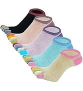 SEAUR Zehensocken Damen Fünf Finger Socken Baumwolle Sneaker Socken Kurz Sportsocken Einfarbig At...