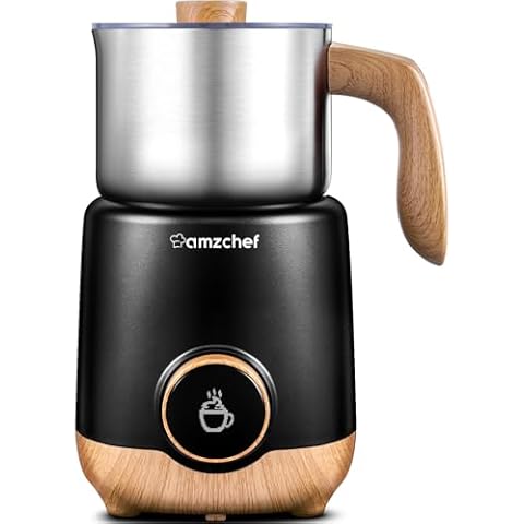 AMZCHEF 8-IN-1 Milk Frother and Steamer 550 Watts, 21 oz Split Stainless Steel Automatic Milk Steamer for Latte, Hot and Cold Milk Froth, Hot Milk, Chocolate Milk, Baby Food Cover