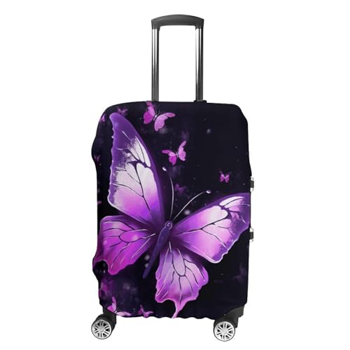 Butterfly Purple Luggage Cover, Washable Elastic Suitcase Cover Protector Fit 18-32 Inch Luggage